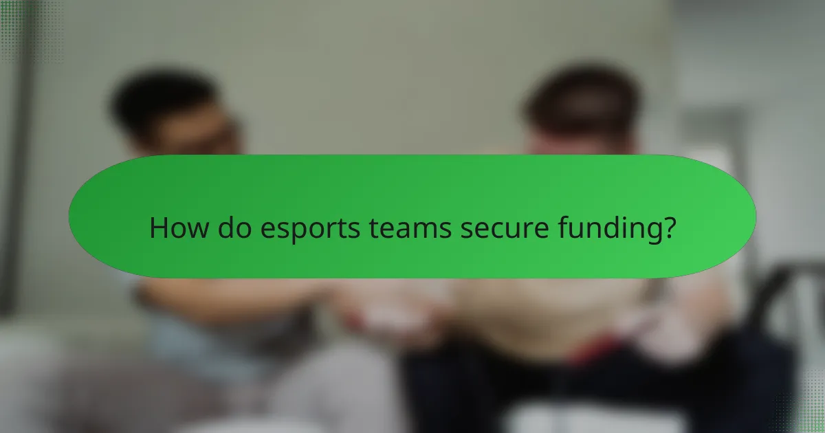 How do esports teams secure funding?