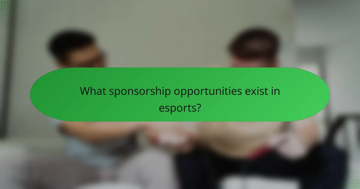 What sponsorship opportunities exist in esports?